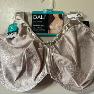 NWT Bali Women's Satin Tracings Underwire Bra - Cream 44G
